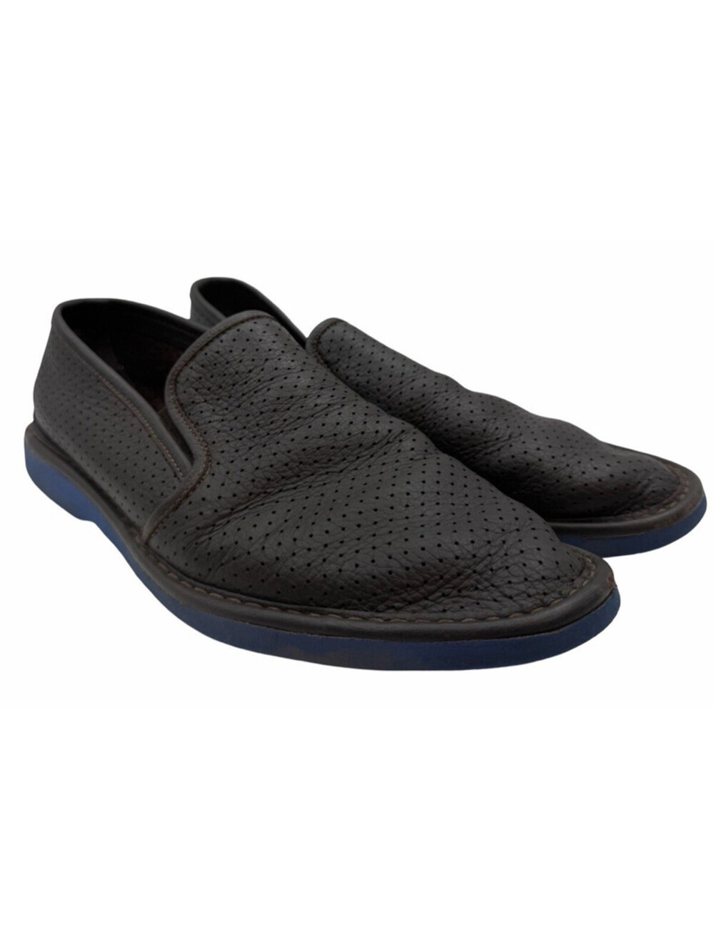 Pollini Perforated Leather Casual Loafers Brown Size EU 40 | US 7